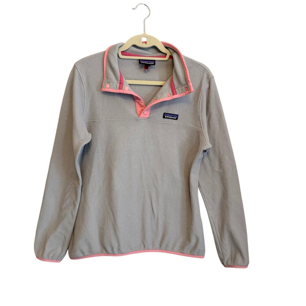 Patagonia Worn Wear Snap T- Pullover Fleece Jacket M Gray Pink Gorpcore Outdoor